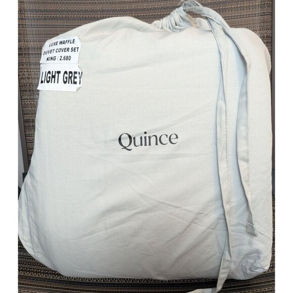 Quince Other - Quince- 100% Organic Luxe Waffle Duvet Cover 3PC Set Light Grey Size King -NEW-